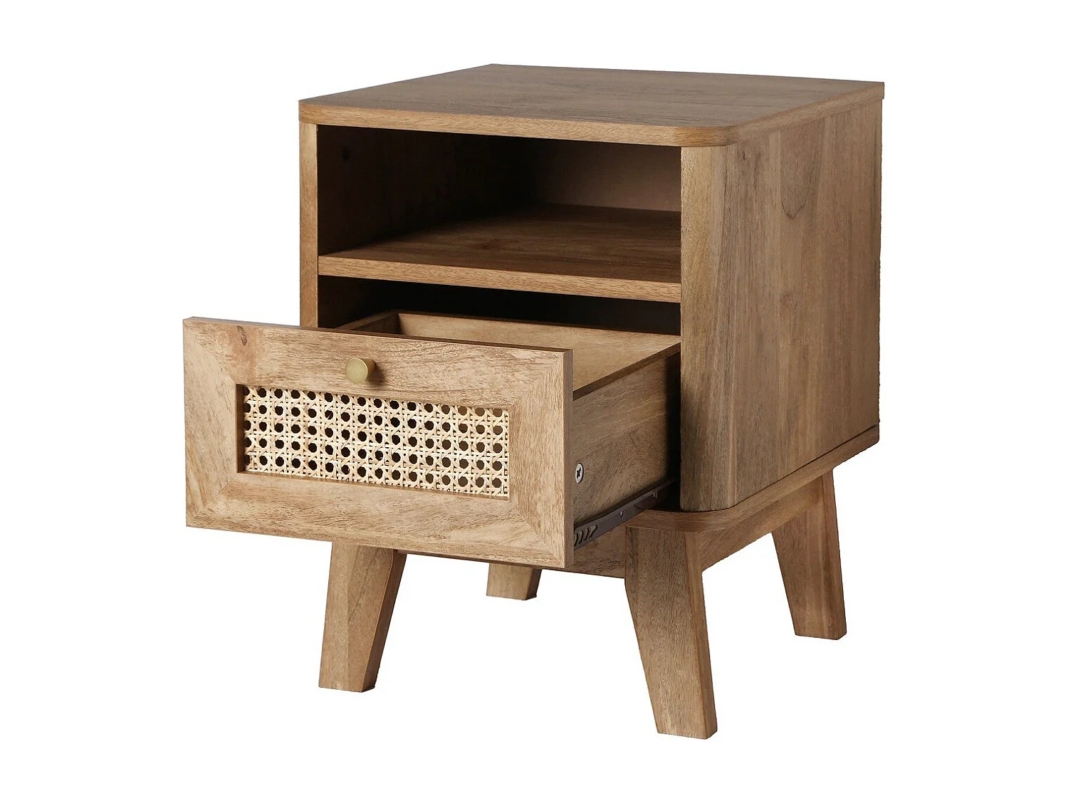 Chevet 1 Tiroir Façade Rotin et 1 Niche  L39 cm - PALMO