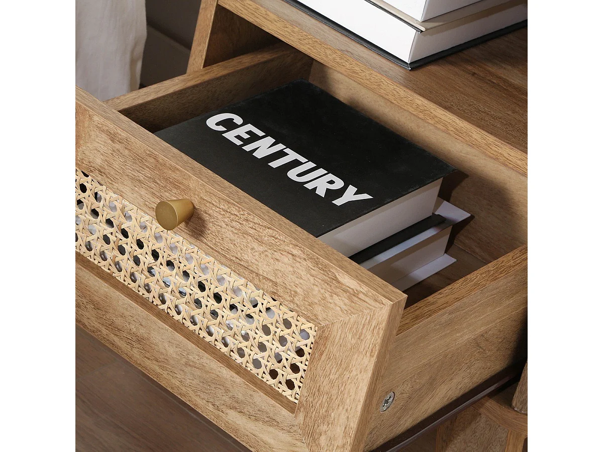 Chevet 1 Tiroir Façade Rotin et 1 Niche  L39 cm - PALMO