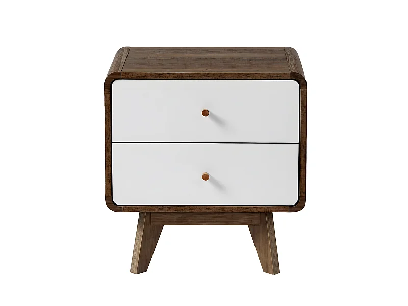 Nachtkastje 2 Laden Houtdecor en Wit - ALBURA