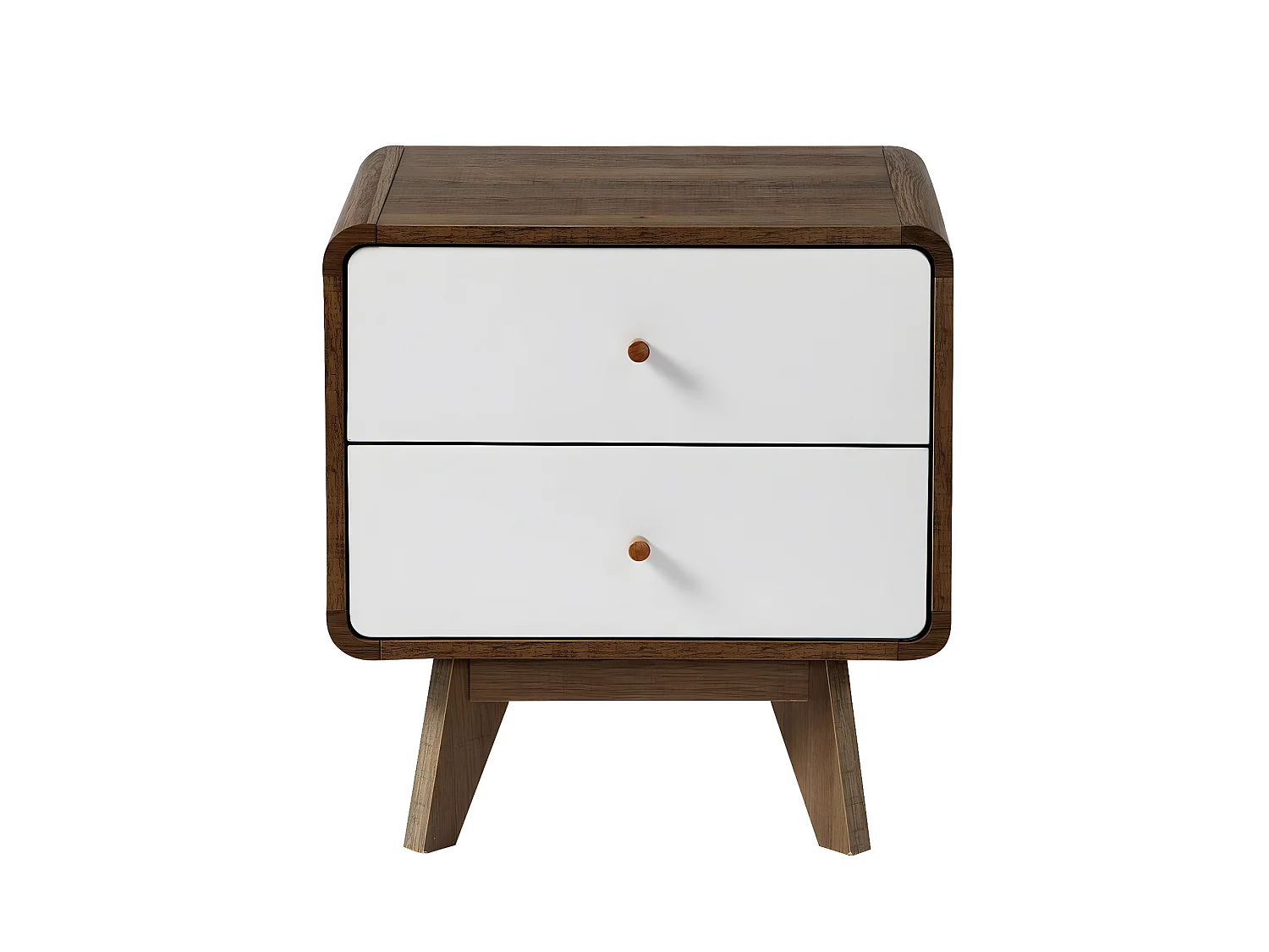 Nachtkastje 2 Laden Houtdecor en Wit - ALBURA