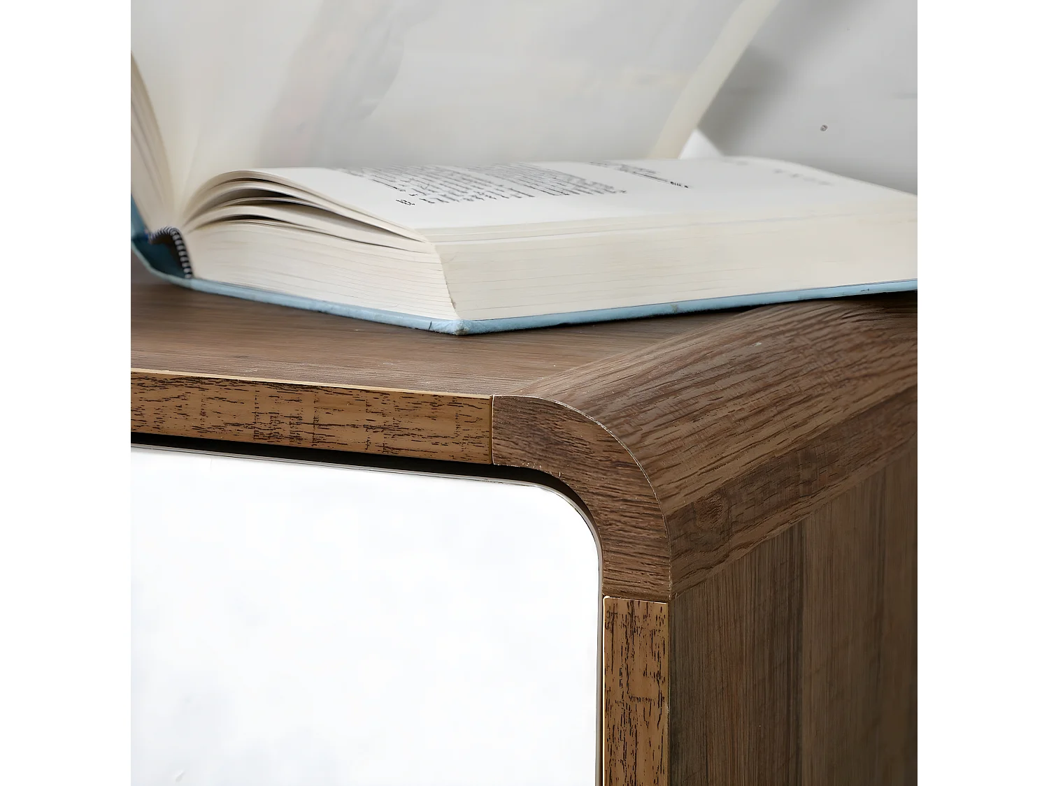 Nachtkastje 2 Laden Houtdecor en Wit - ALBURA