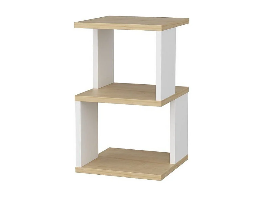 Table de chevet 3 niveaux décor bois chêne et blanc L29,6 cm - CARTER