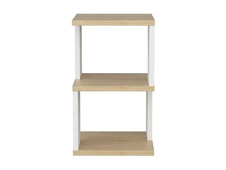 Table de chevet 3 niveaux décor bois chêne et blanc L29,6 cm - CARTER