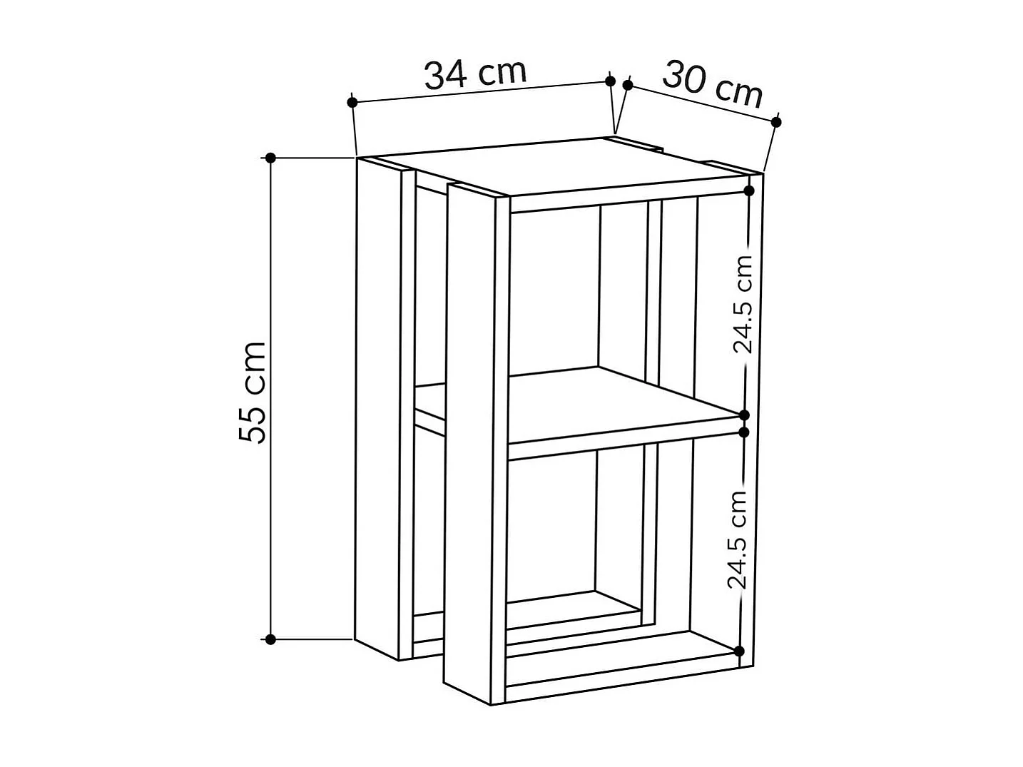 Table de chevet blanc H55 cm - LORRIE