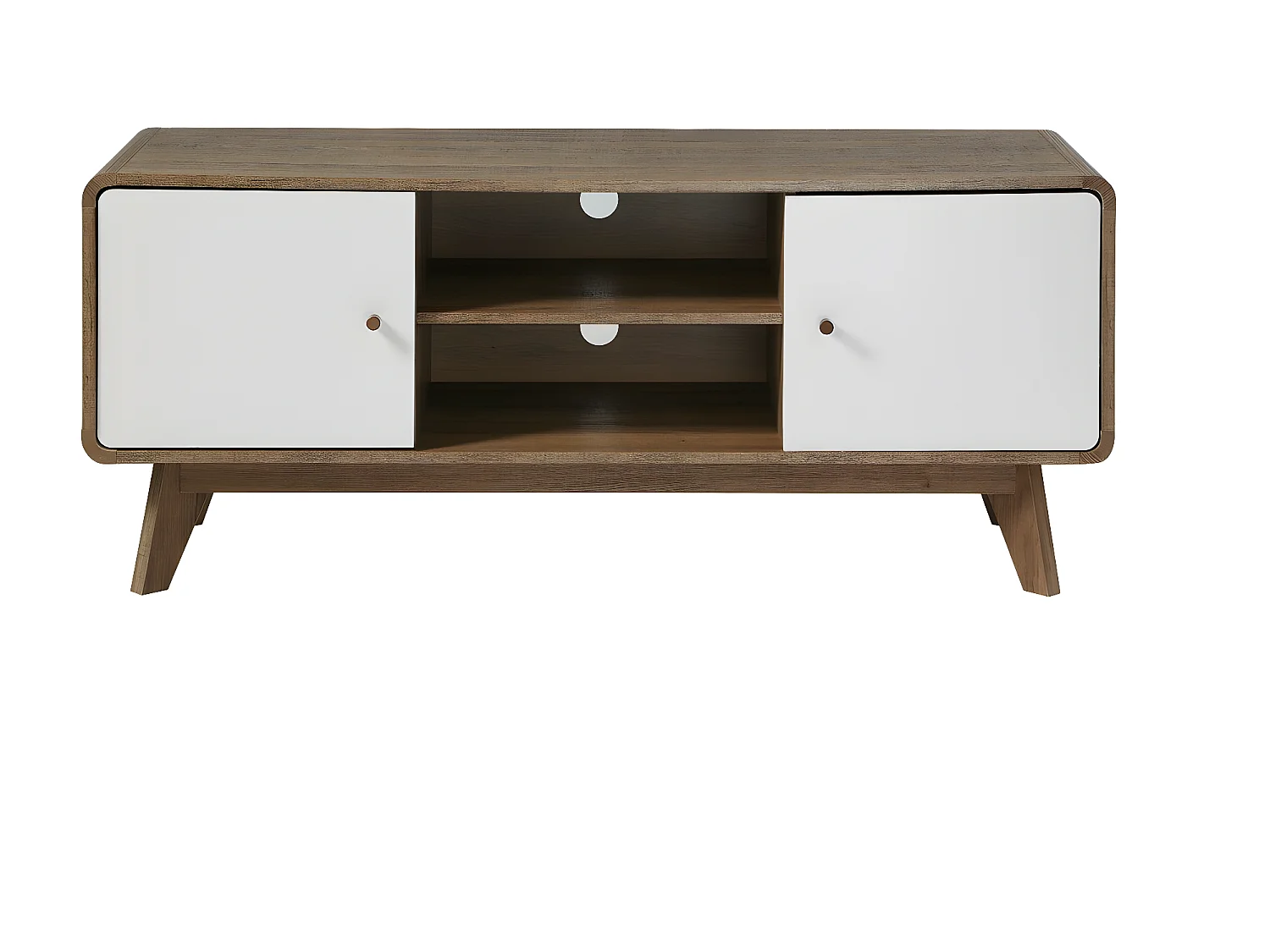 Meuble TV 2 Portes et 2 Niches L129 cm - ALBURA