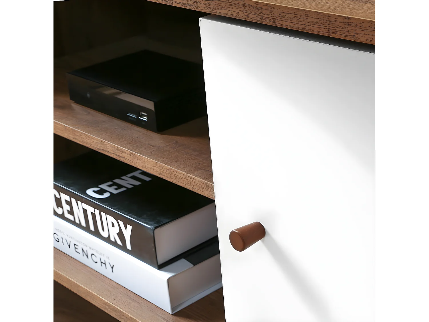 Meuble TV 2 Portes et 2 Niches L129 cm - ALBURA