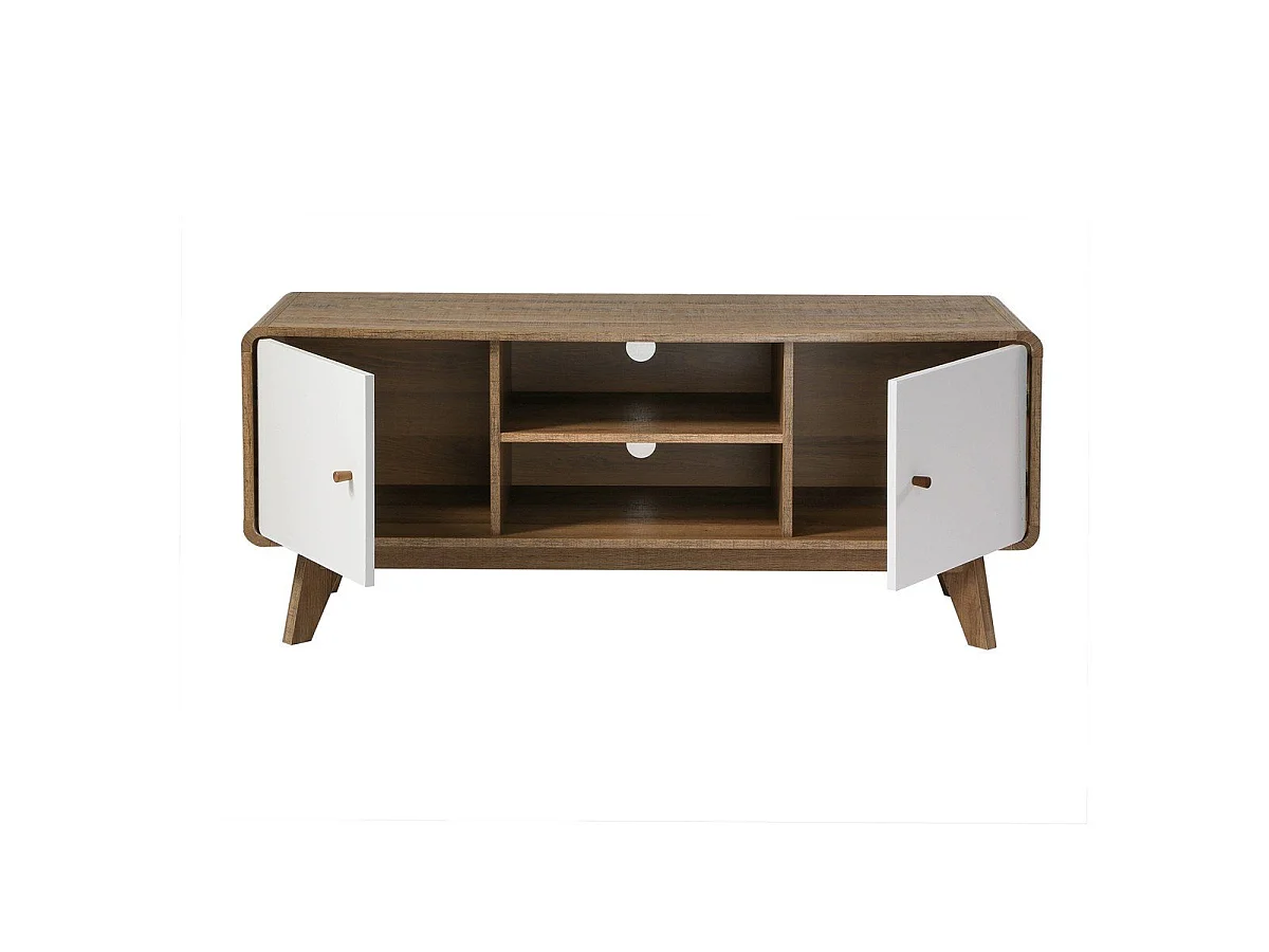 Meuble TV 2 Portes et 2 Niches L129 cm - ALBURA