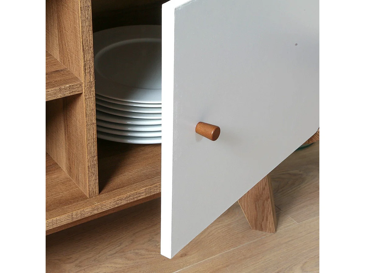 Meuble TV 2 Portes et 2 Niches L129 cm - ALBURA