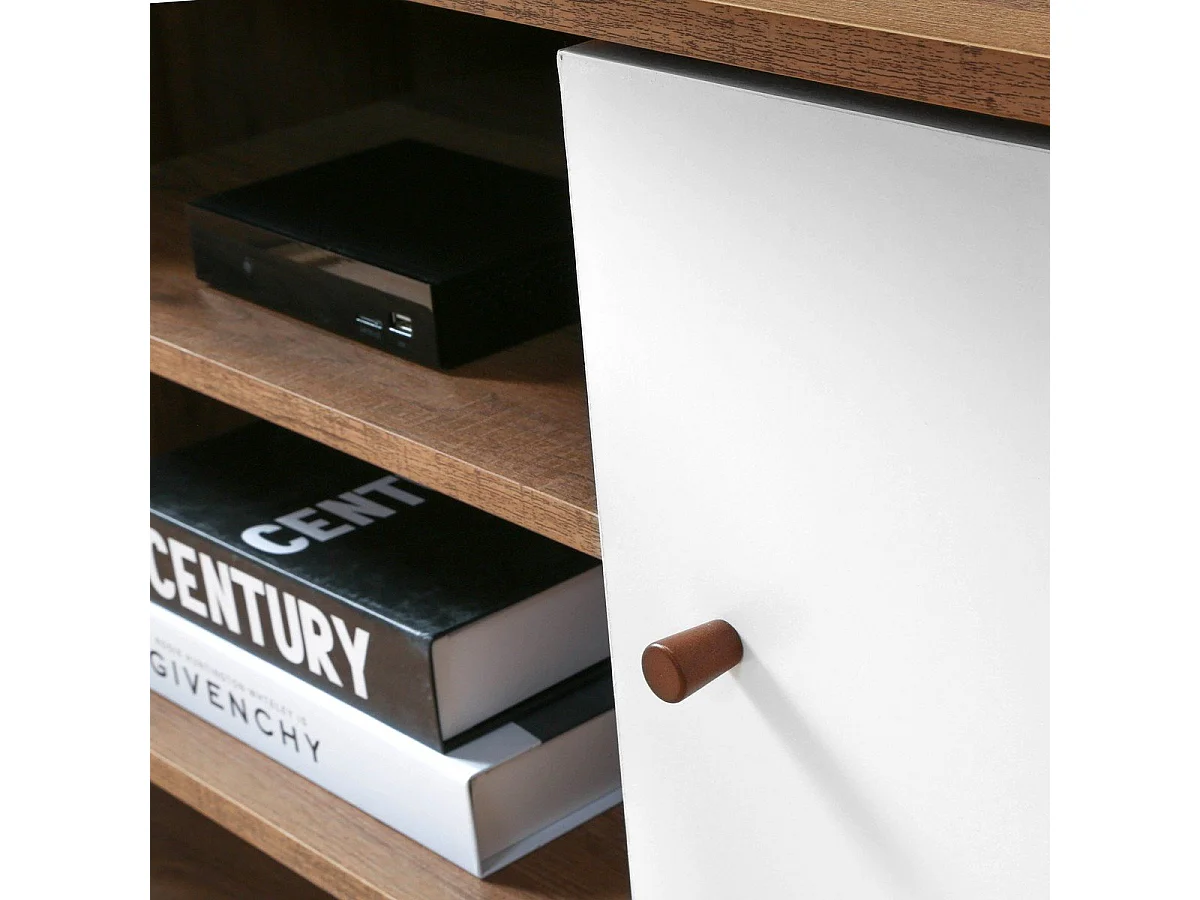 Meuble TV 2 Portes et 2 Niches L129 cm - ALBURA