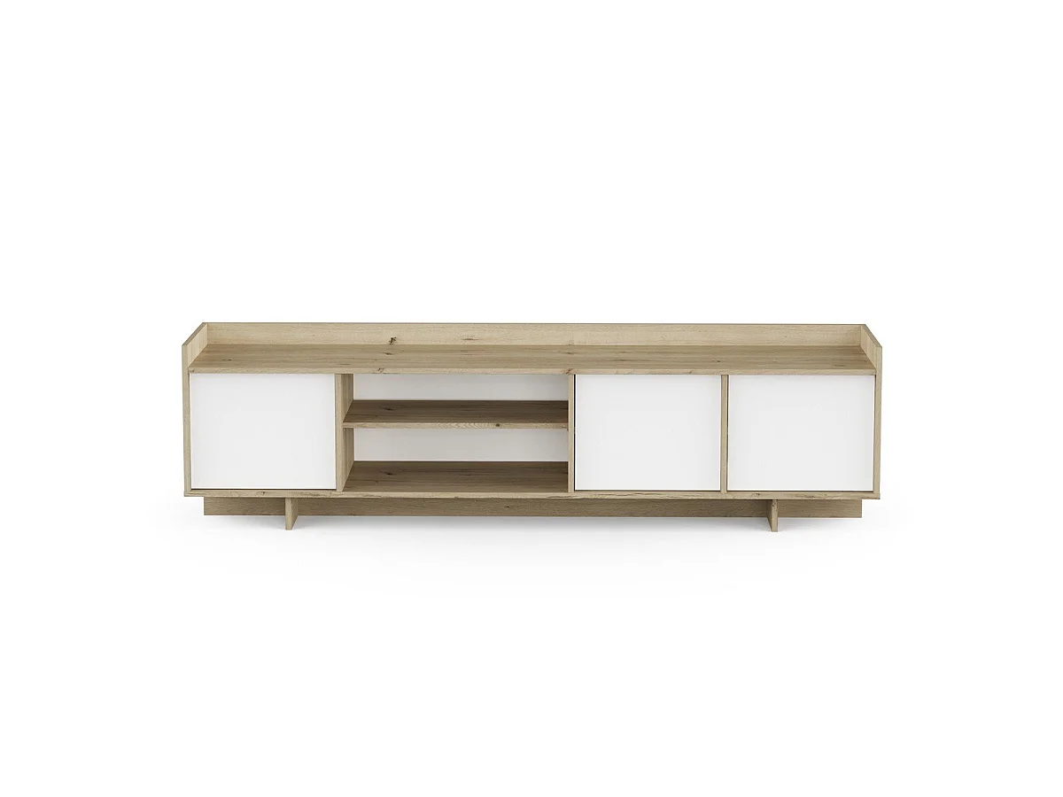 3-drzwiowa 1-wnękowa szafka TV w kolorze dębu królewskiego i białym L183 cm - LEAD