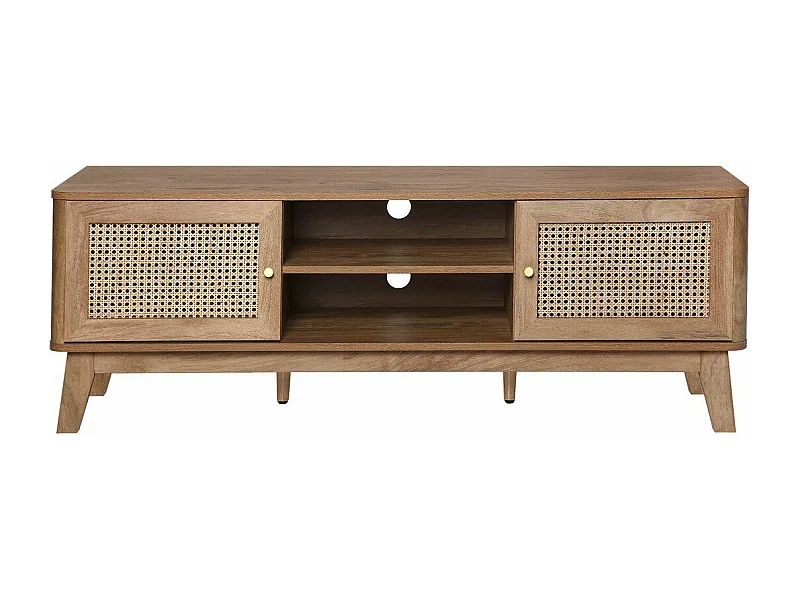TV-Möbel 2 Türen mit Rattan-Geflecht L140 cm - PALMO