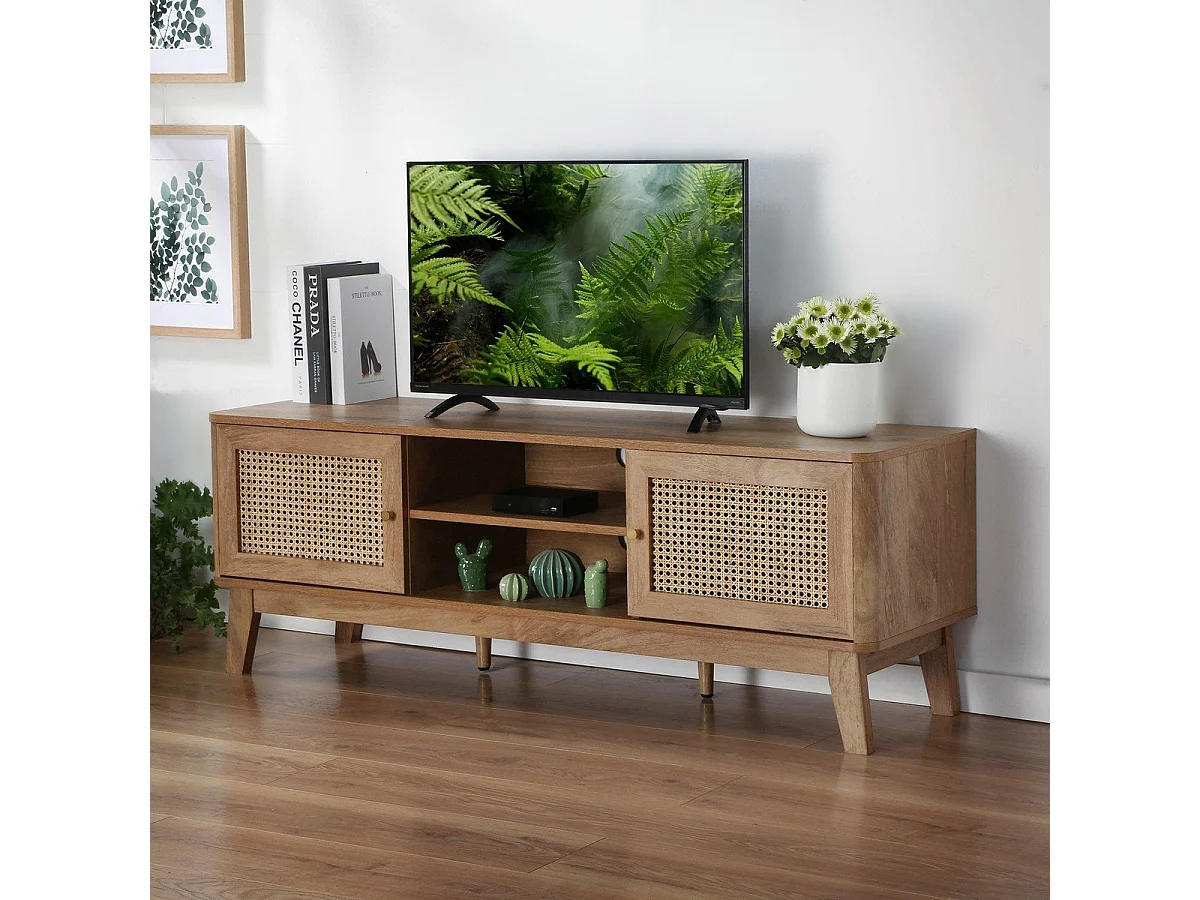 TV-meubel 2 Deuren in Rotanvlechtwerk L140 cm - PALMO