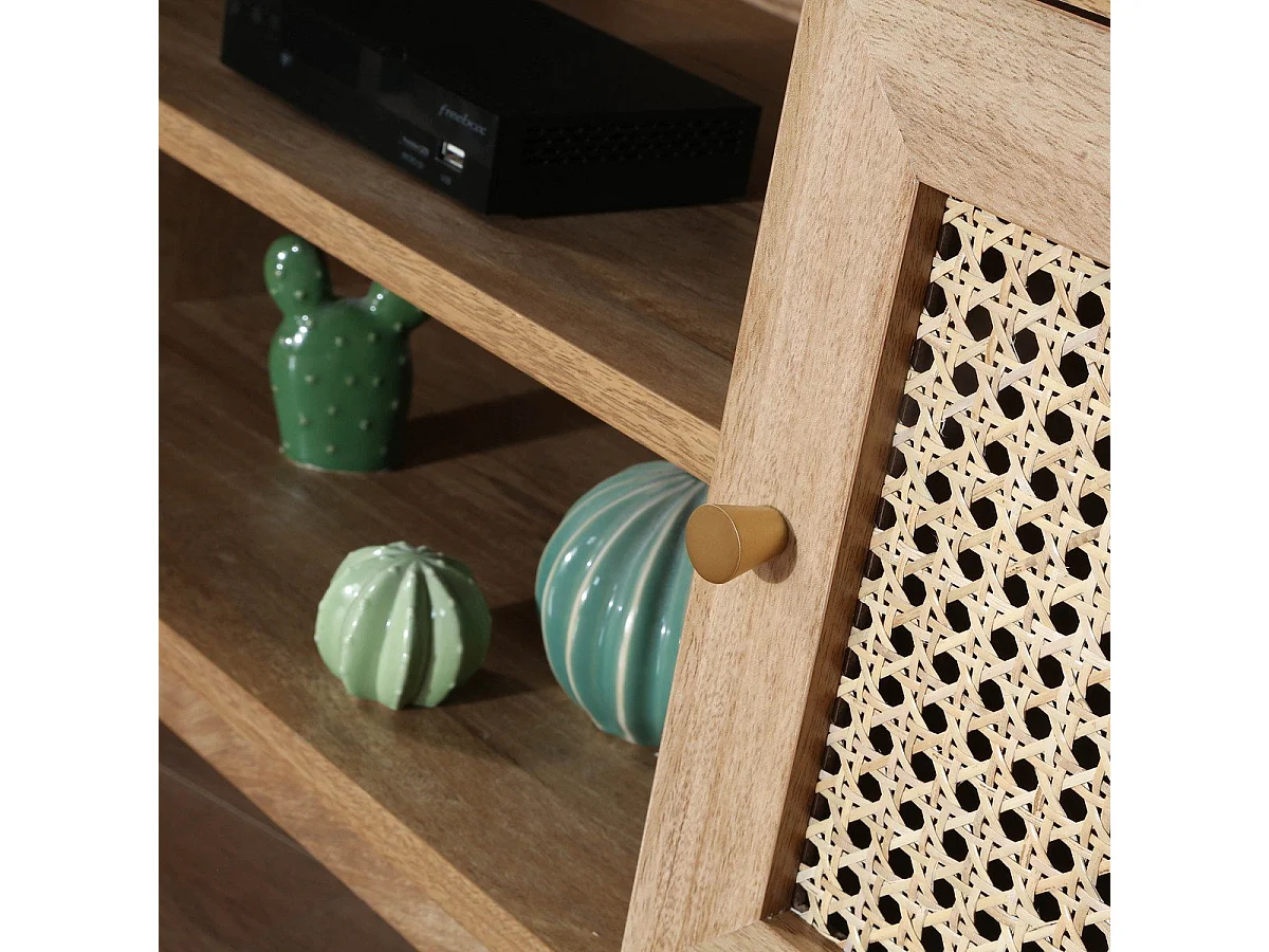 TV-meubel 2 Deuren in Rotanvlechtwerk L140 cm - PALMO