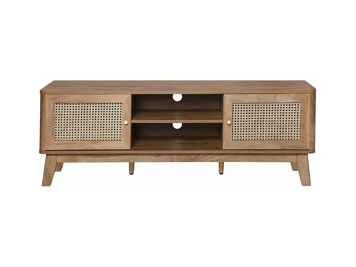 Meuble TV 2 Portes en Cannage Rotin L140 cm - PALMO
