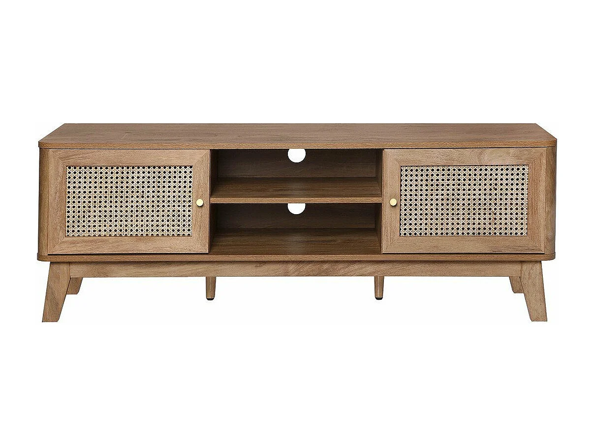 Meuble TV 2 Portes en Cannage Rotin L140 cm - PALMO