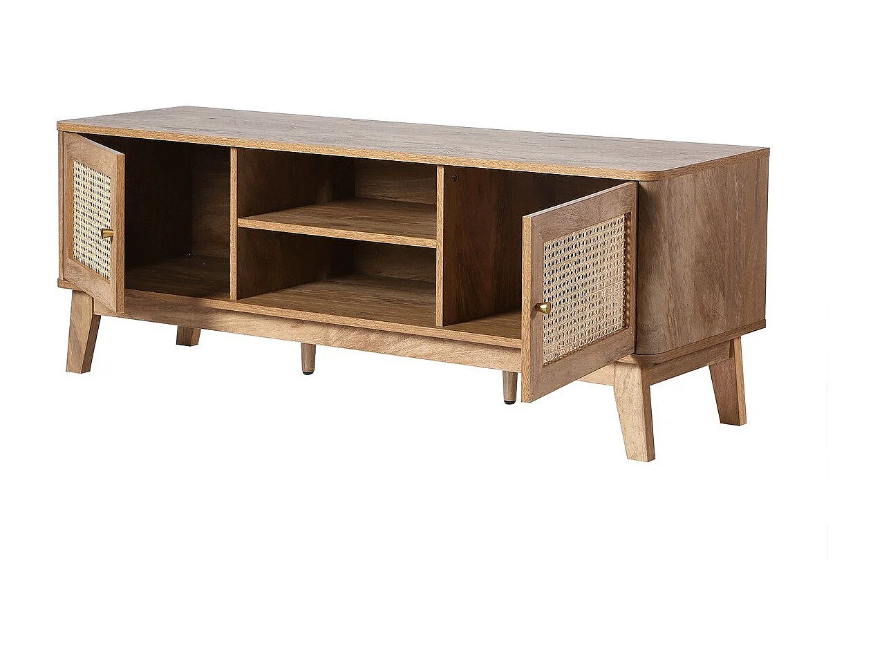 Meuble TV 2 Portes en Cannage Rotin L140 cm - PALMO