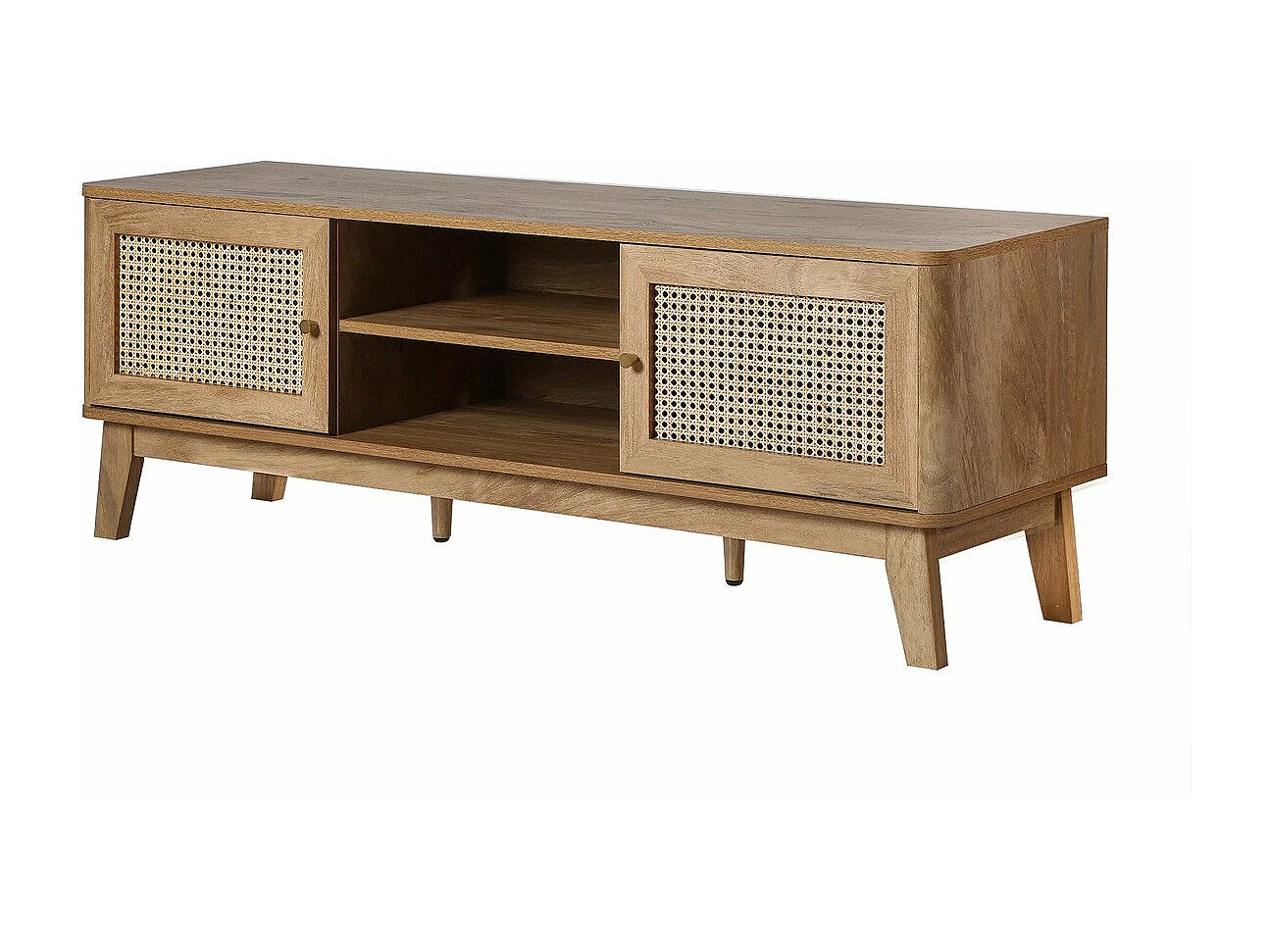 Meuble TV 2 Portes en Cannage Rotin L140 cm - PALMO