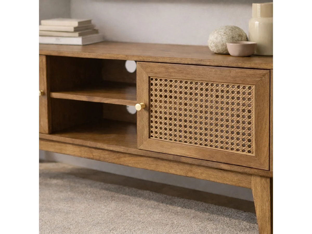 TV-meubel 2 Deuren in Rotanvlechtwerk L140 cm - PALMO