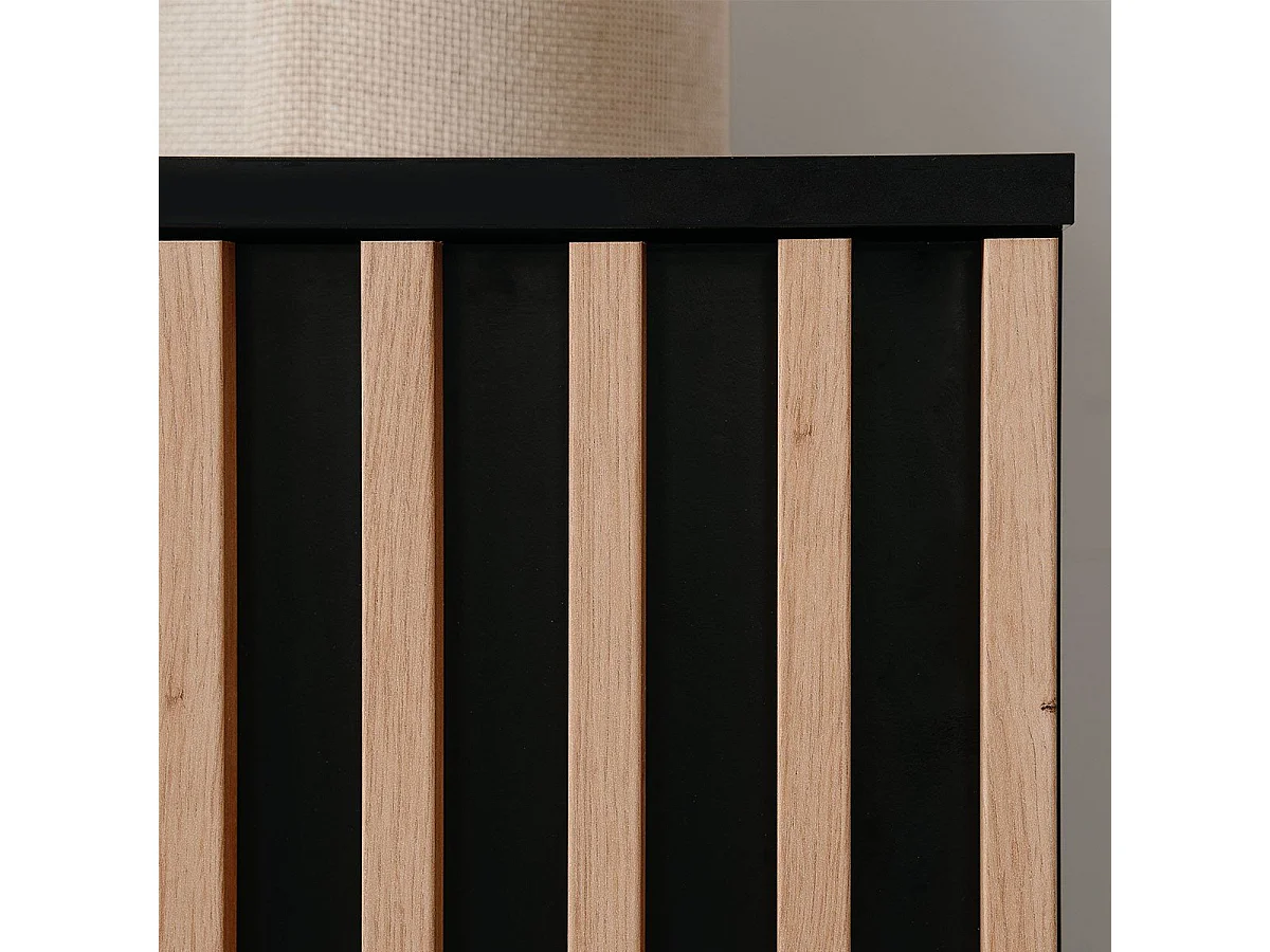 Meuble TV 1 Porte et 2 Tiroirs  Noir et Bois L138 cm - MONZA