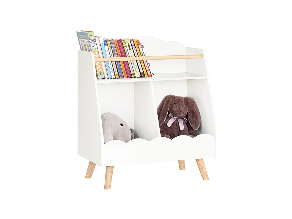 SoBuy KMB100-K-W Bibliothèque Enfant, Étagère à Livres, Étagère de Rangement Jouets pour Enfants,  2 Compartiments Ouverts