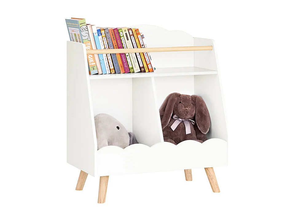 SoBuy KMB100-K-W Bibliothèque Enfant, Étagère à Livres, Étagère de Rangement Jouets pour Enfants,  2 Compartiments Ouverts