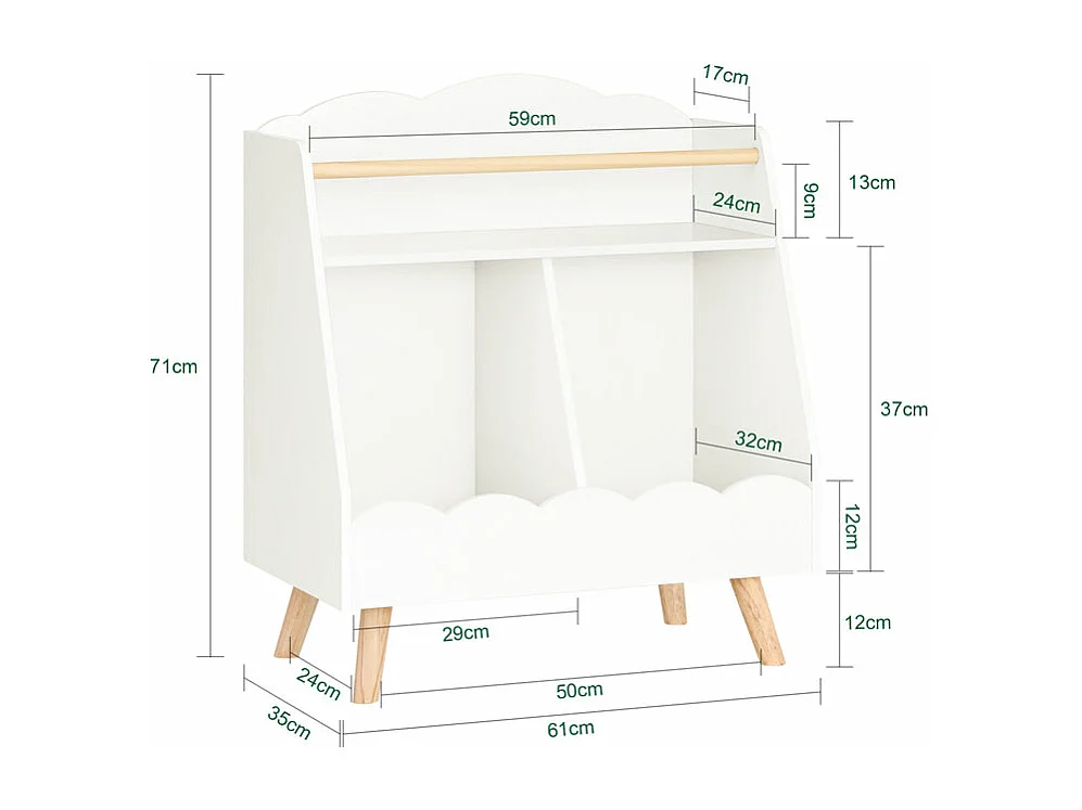 SoBuy KMB100-K-W Bibliothèque Enfant, Étagère à Livres, Étagère de Rangement Jouets pour Enfants,  2 Compartiments Ouverts