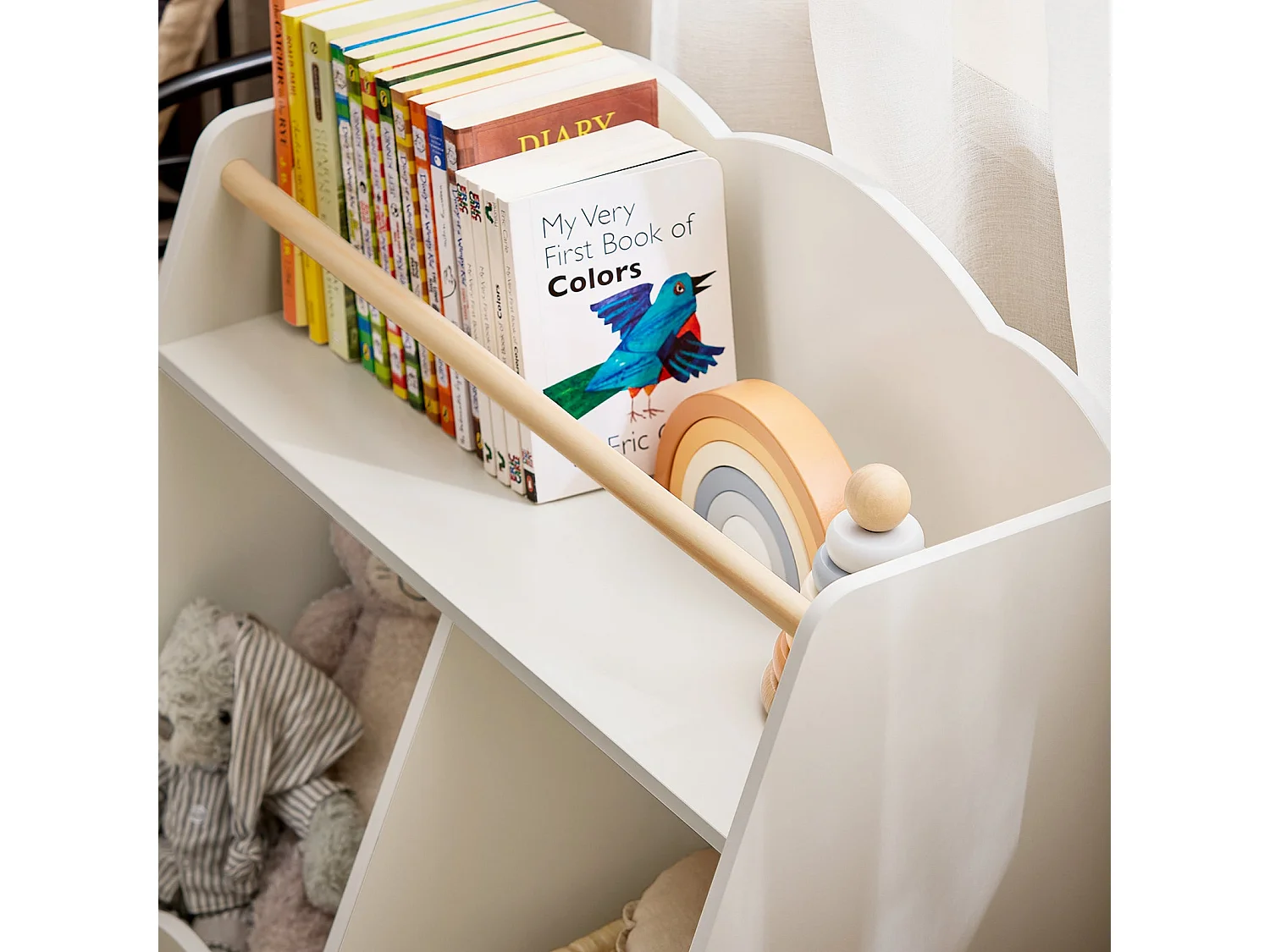 SoBuy KMB100-K-W Bibliothèque Enfant, Étagère à Livres, Étagère de Rangement Jouets pour Enfants,  2 Compartiments Ouverts