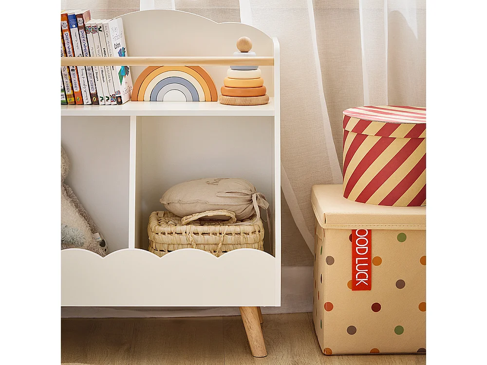 SoBuy KMB100-K-W Bibliothèque Enfant, Étagère à Livres, Étagère de Rangement Jouets pour Enfants,  2 Compartiments Ouverts