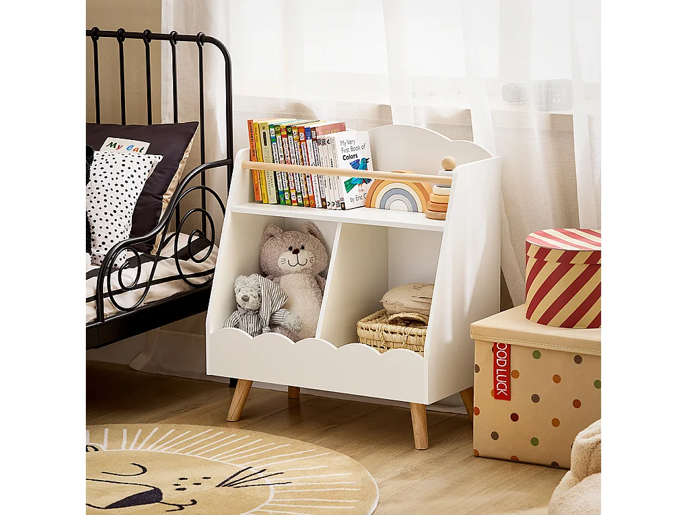 SoBuy KMB100-K-W Bibliothèque Enfant, Étagère à Livres, Étagère de Rangement Jouets pour Enfants,  2 Compartiments Ouverts