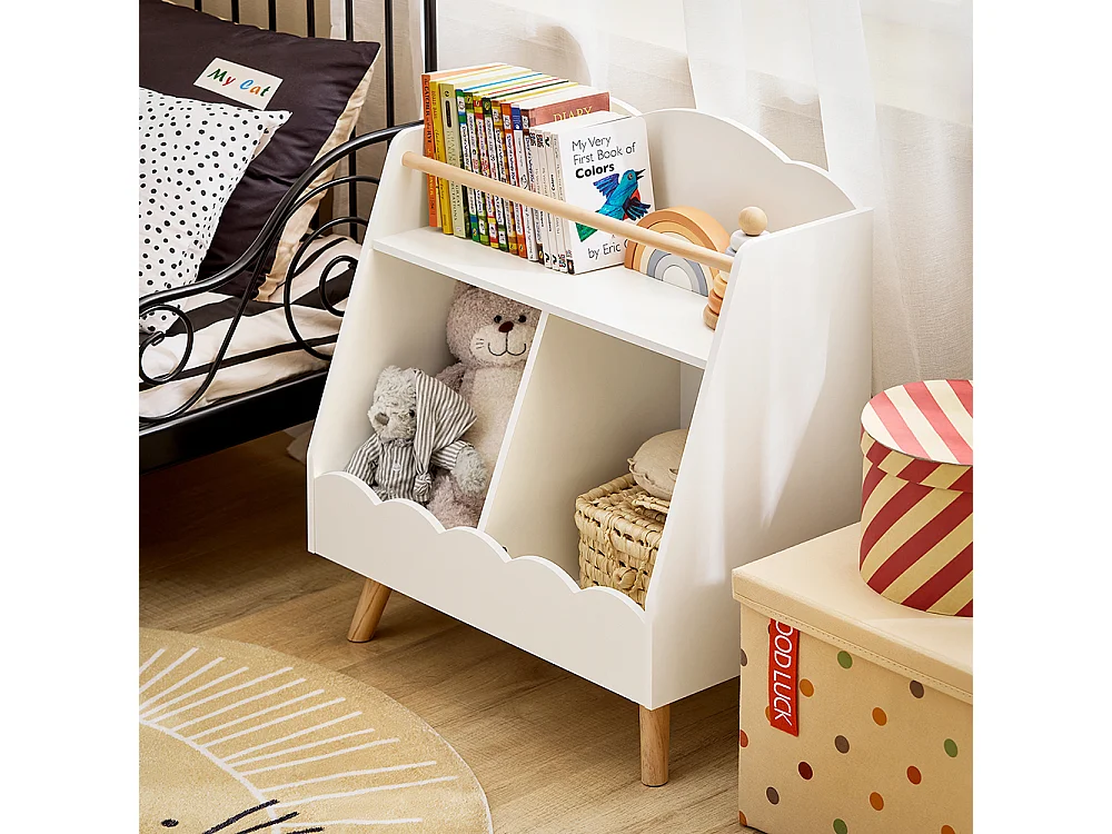SoBuy KMB100-K-W Bibliothèque Enfant, Étagère à Livres, Étagère de Rangement Jouets pour Enfants,  2 Compartiments Ouverts