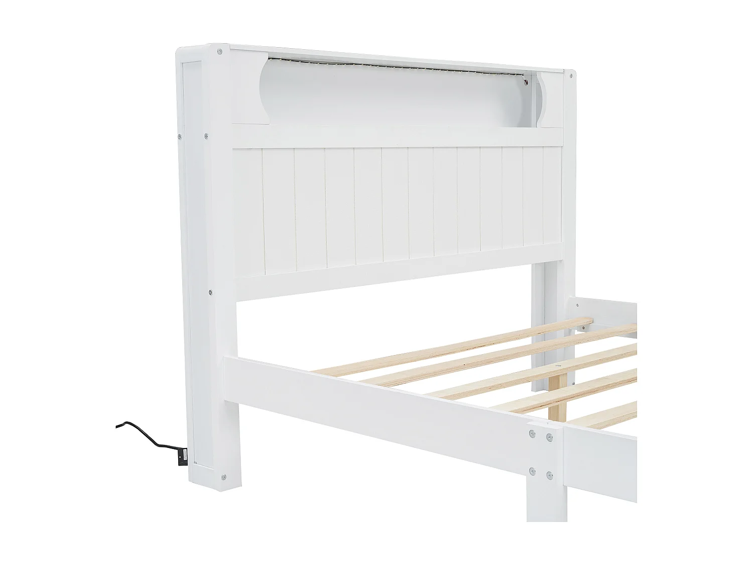 Tweepersoonsbed 140x200cm met LED - hout en MDF - Wit