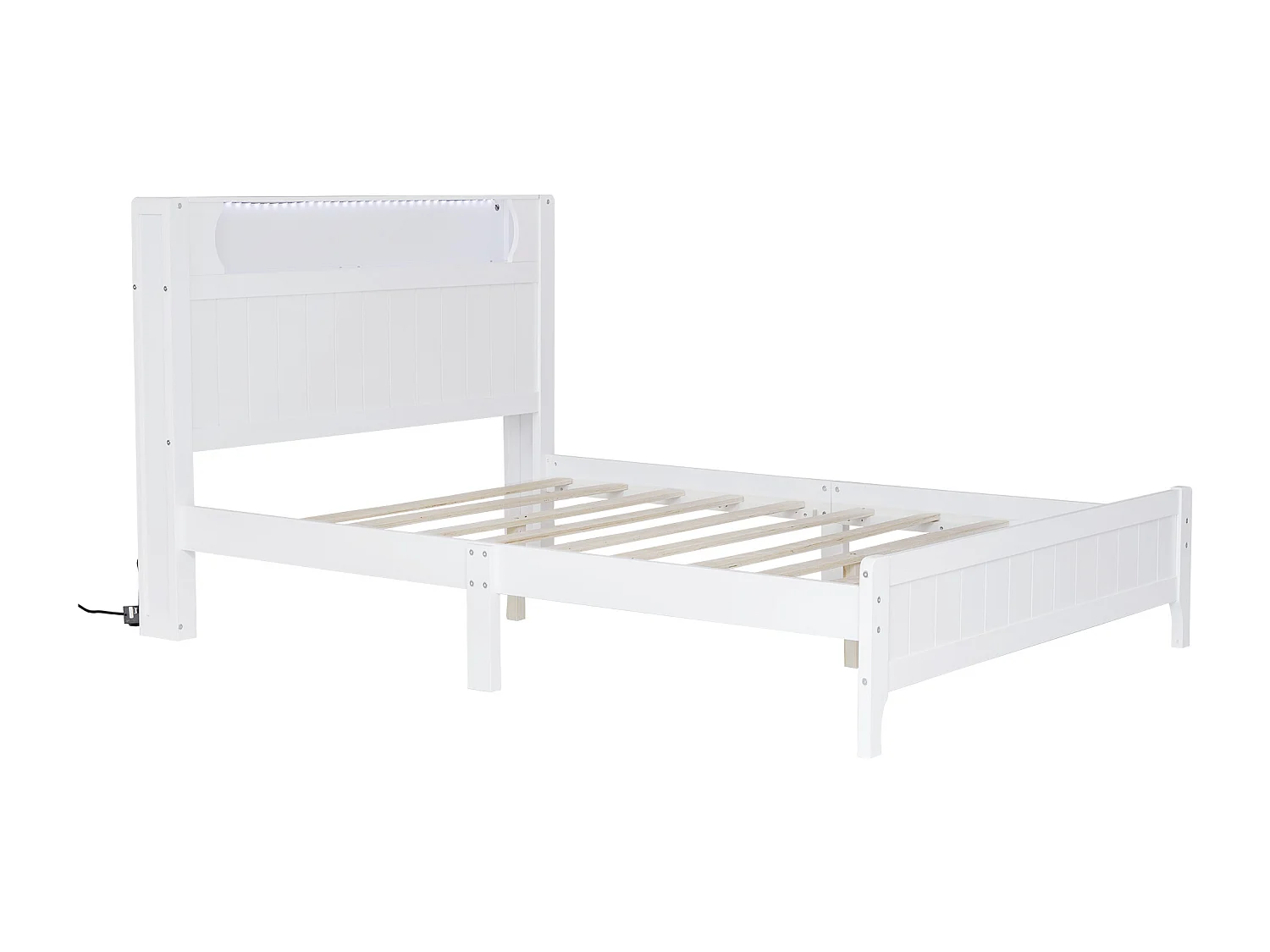 Tweepersoonsbed 140x200cm met LED - hout en MDF - Wit