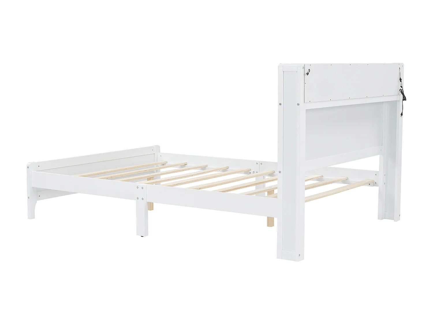 Tweepersoonsbed 140x200cm met LED - hout en MDF - Wit