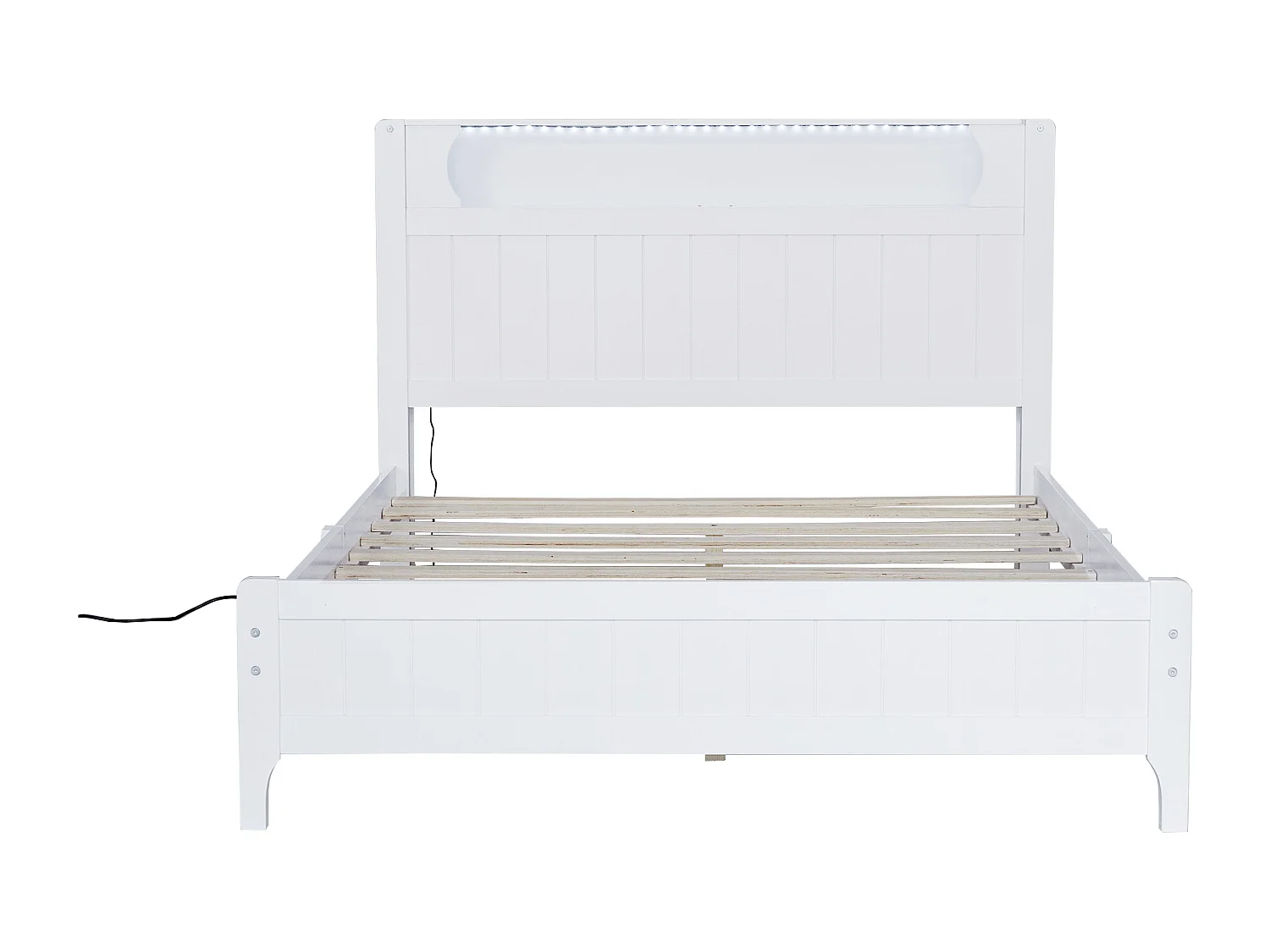 Tweepersoonsbed 140x200cm met LED - hout en MDF - Wit