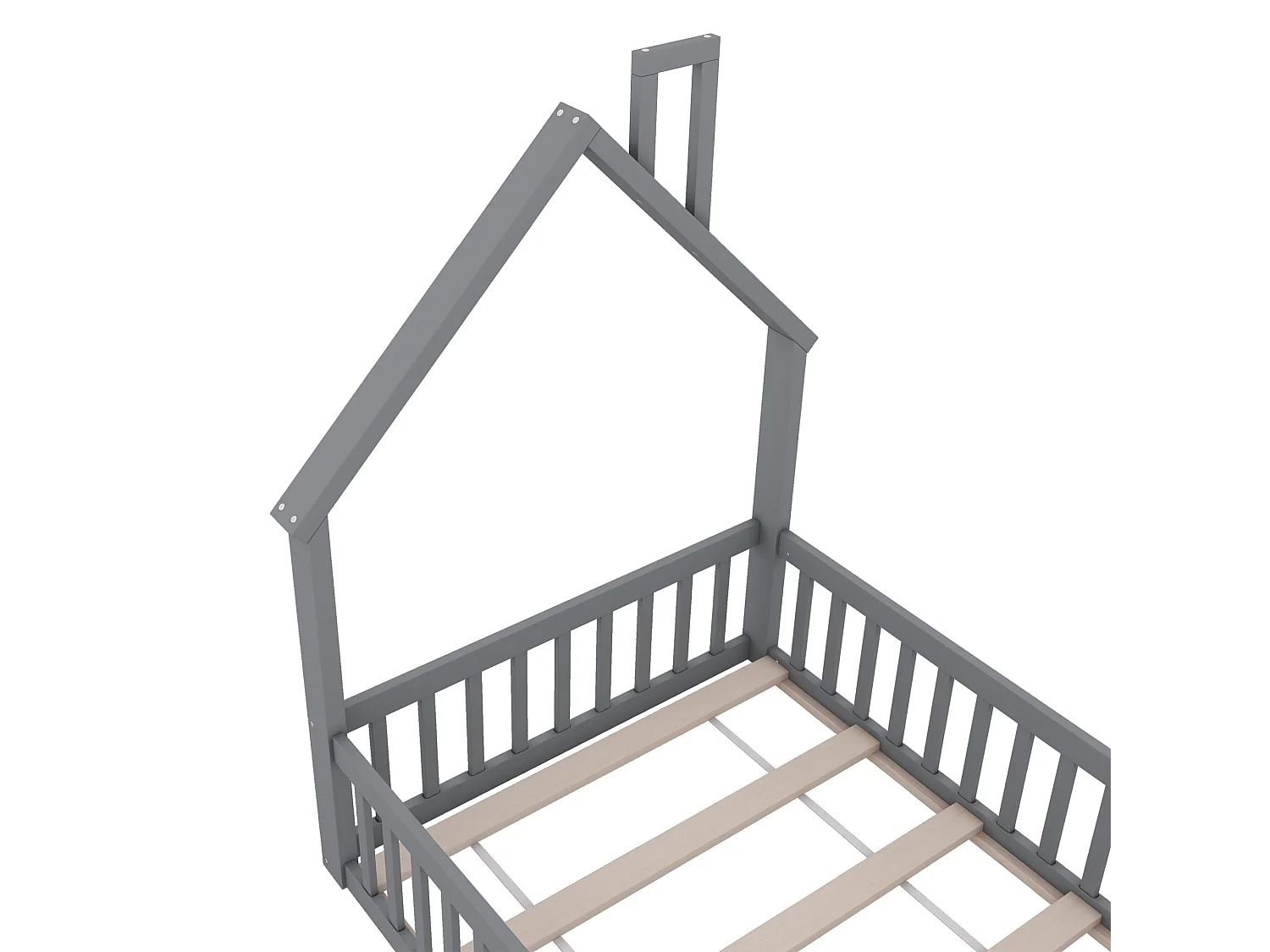 Kinderbed 90x200cm in massief hout - met lattenbodem - Grijs