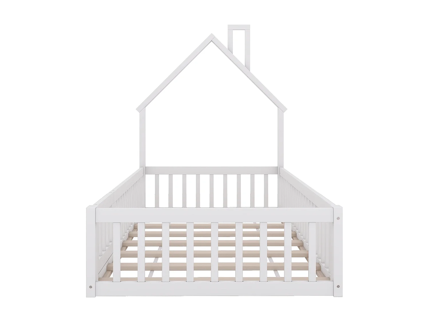 Kinderbed 90x200cm in massief hout - met lattenbodem - Wit