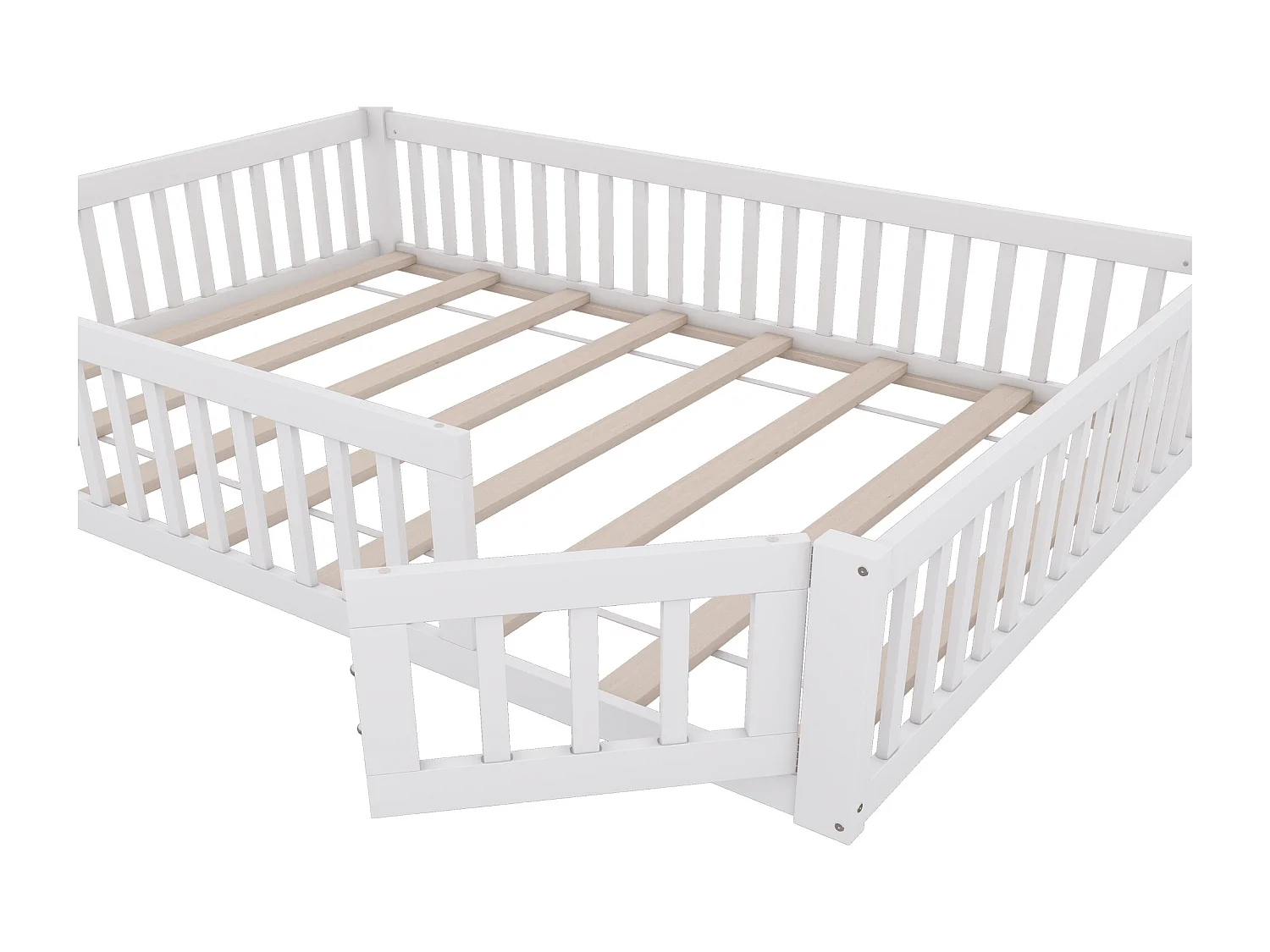 Letto per bambini 140x200cm in legno massello - con rete a doghe - Bianco