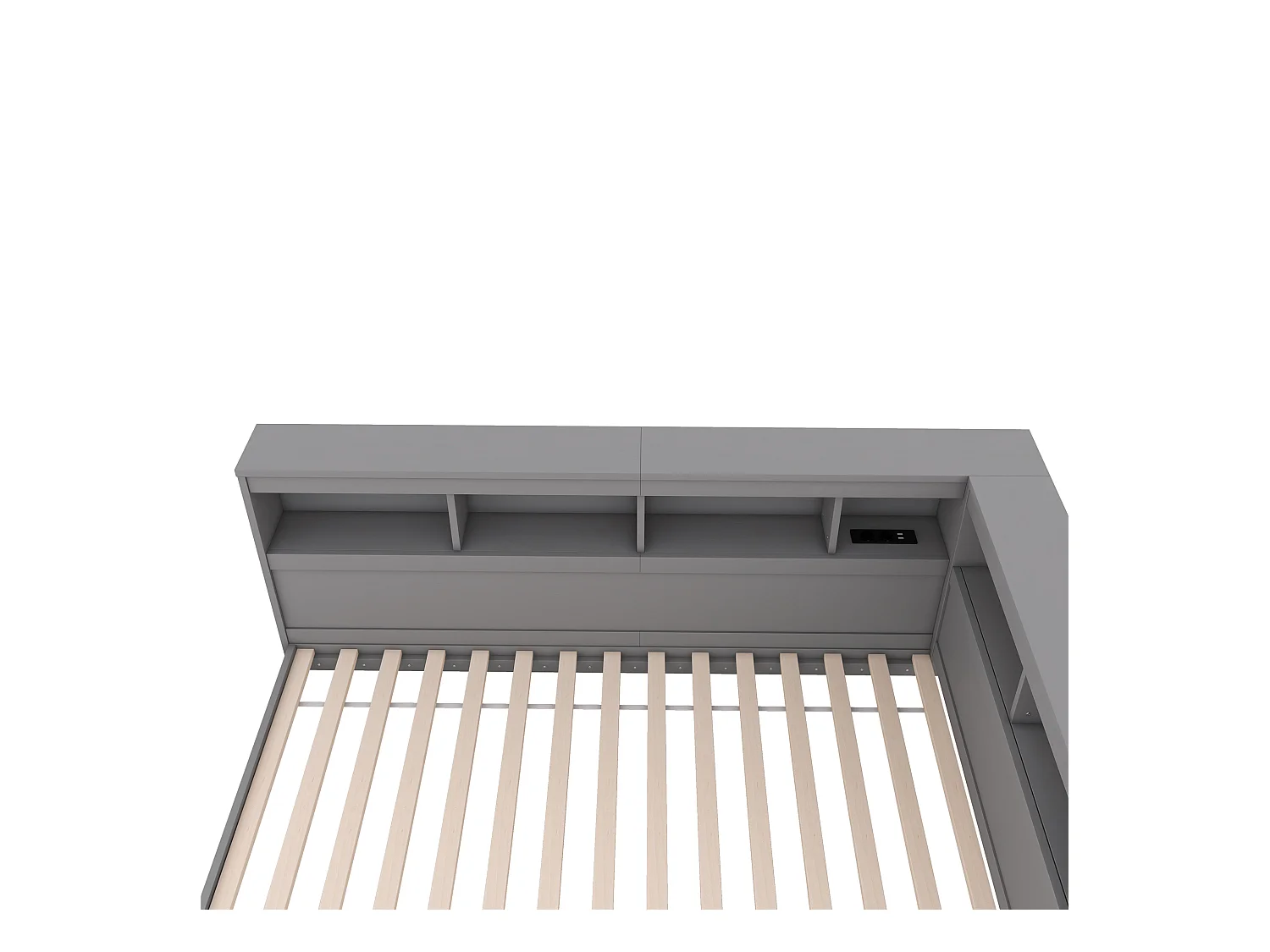 Lit banquette 90x200cm - avec Ports de USB et rangements - Gris