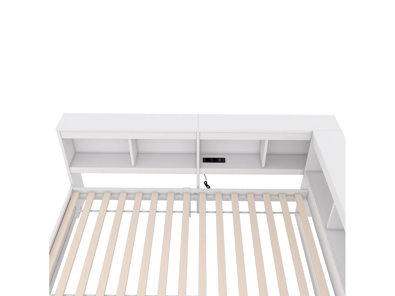Dormeuse letto 90x200 cm - con porte USB e portaoggetti - Bianco