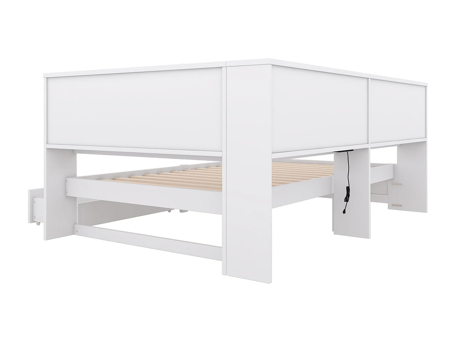 Dormeuse letto 90x200 cm - con porte USB e portaoggetti - Bianco