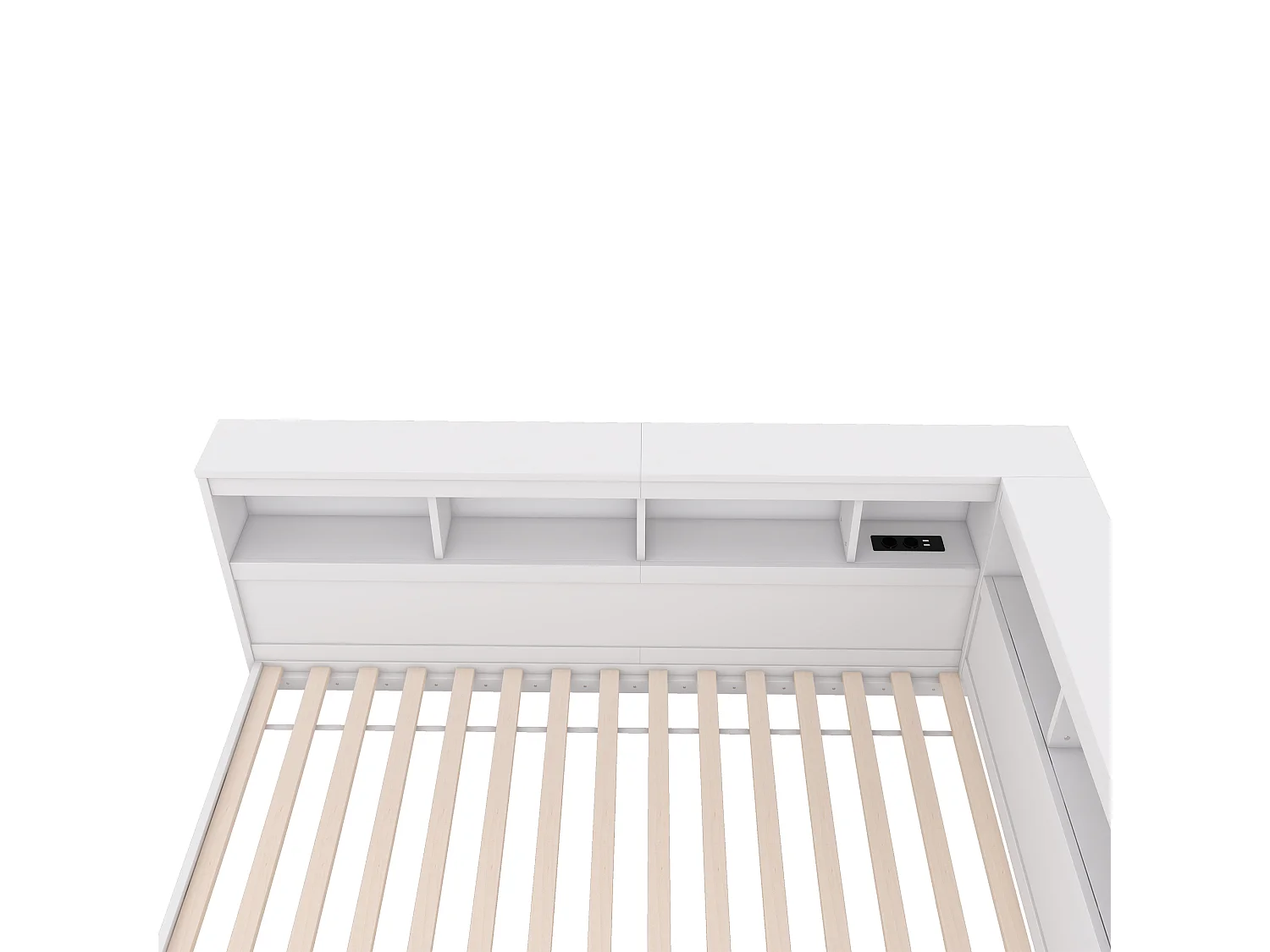 Bedbank van 90x200cm - met USB-poorten en opbergruimte - Wit