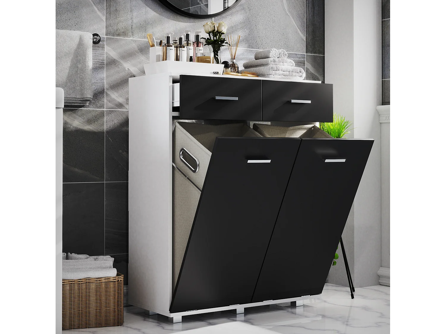 Muebles de baño gabinete alto Zalo Blanco AL. 97 x AN. 79 x P. 35 cm