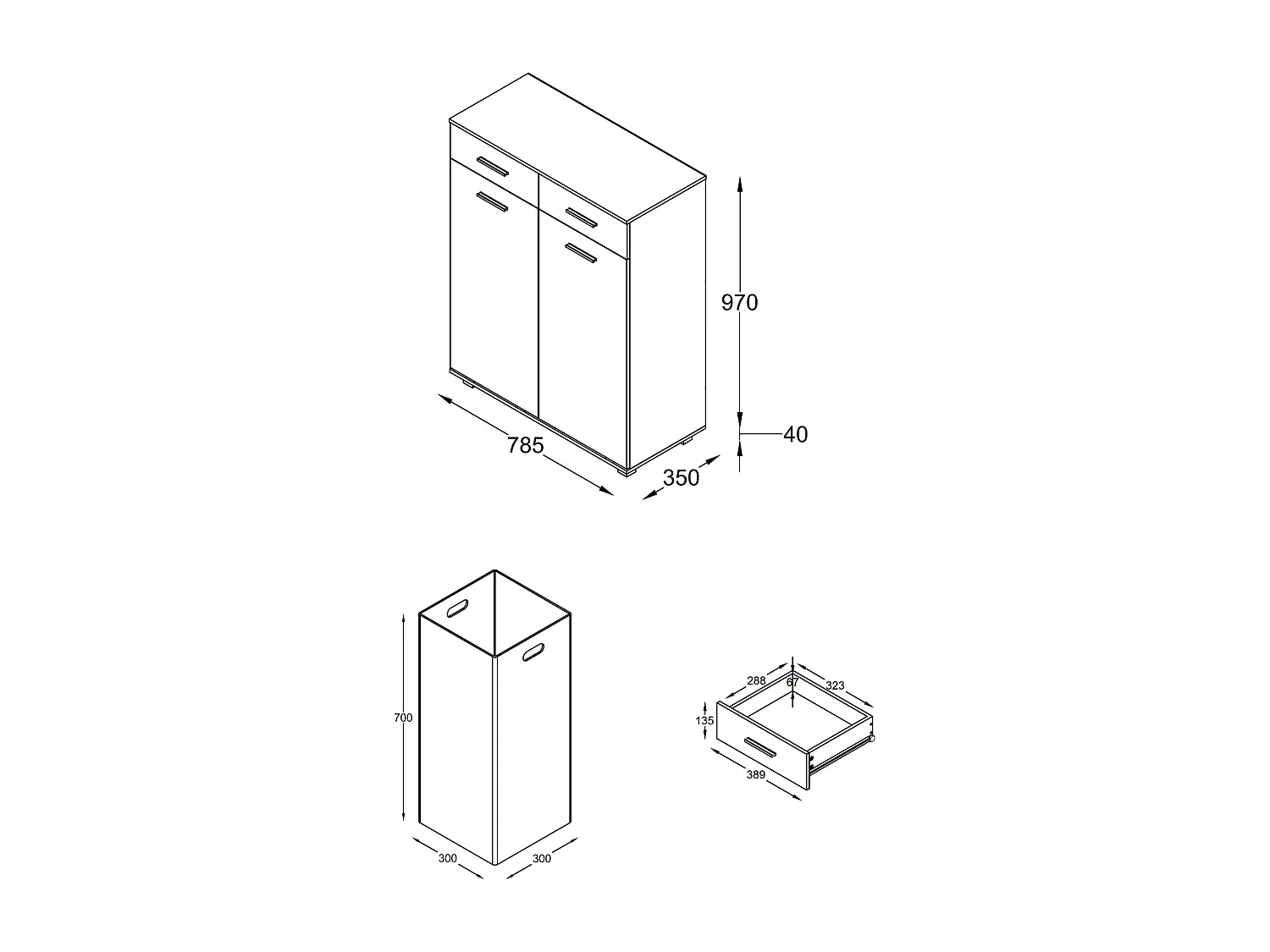 Muebles de baño gabinete alto Zalo Blanco AL. 97 x AN. 79 x P. 35 cm