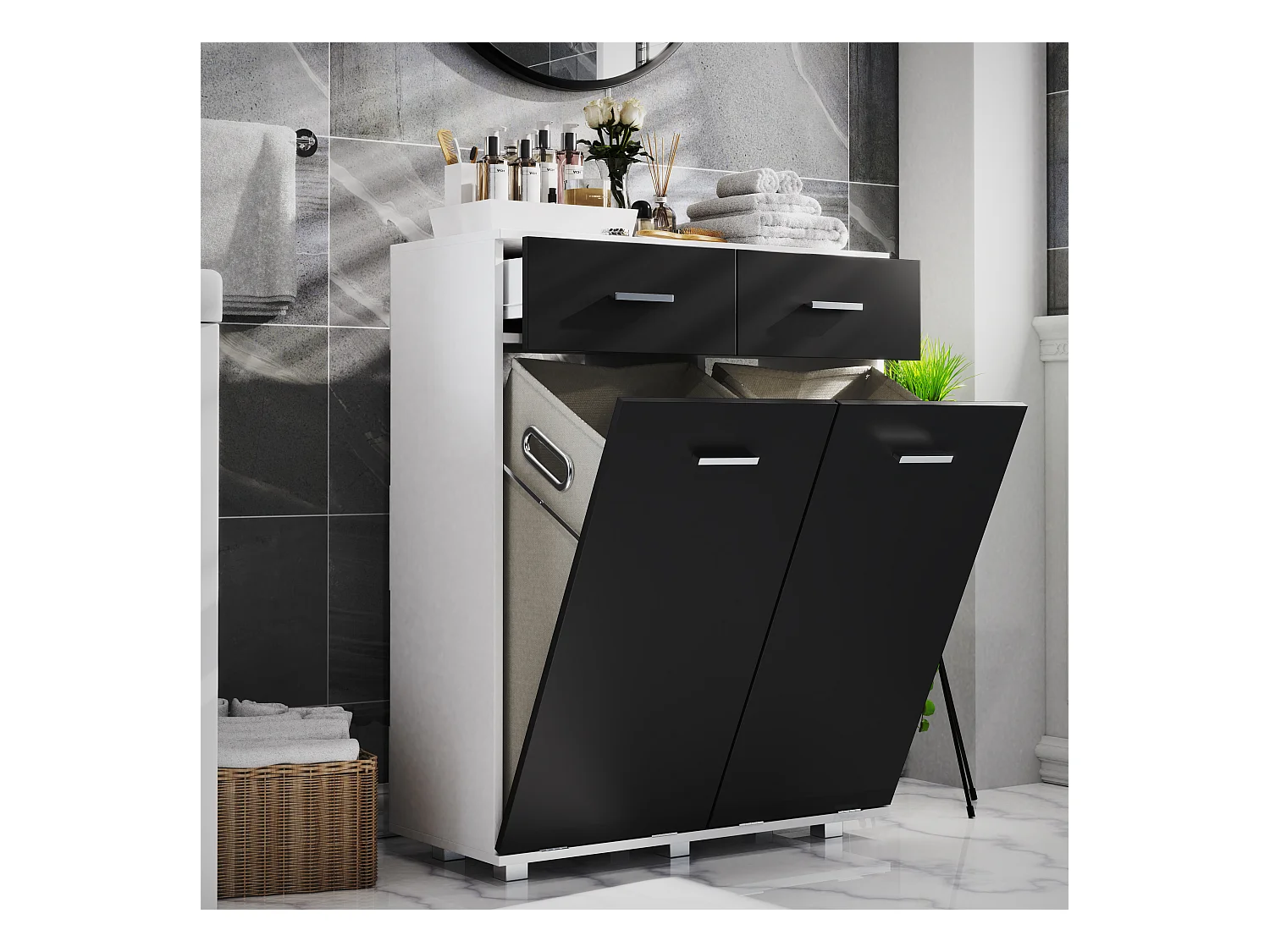 Muebles de baño gabinete alto Zalo Blanco AL. 97 x AN. 79 x P. 35 cm