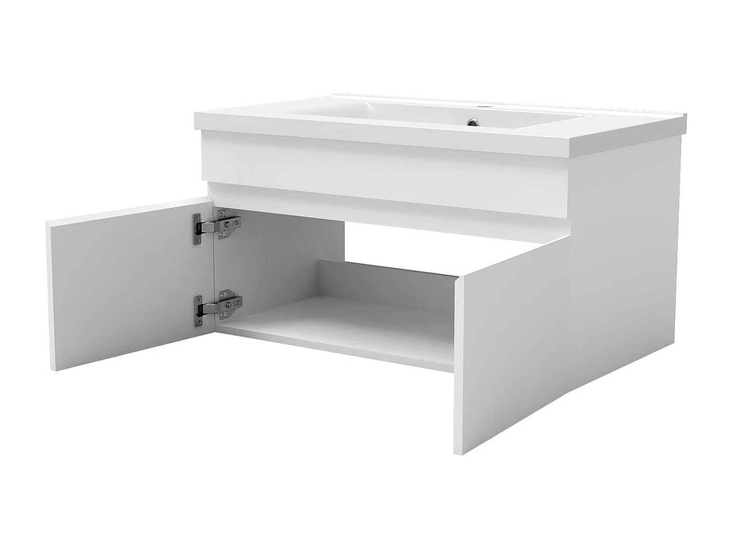 Ensemble meuble Salle de Bain 100cm simple vasque avec colonne + miroir lumineux dimmable blanc