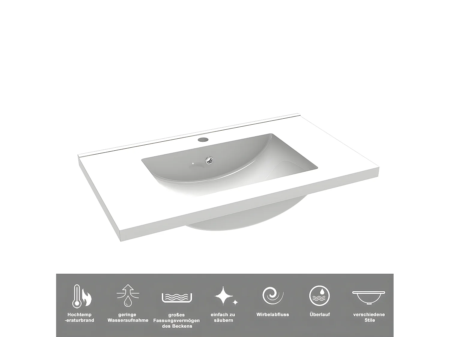 AICA Badezimmerschränke 80cm Keramik Waschtisch mit Unterschrank - Hochglanz Dunkelgrau Hängeschrank - MARO