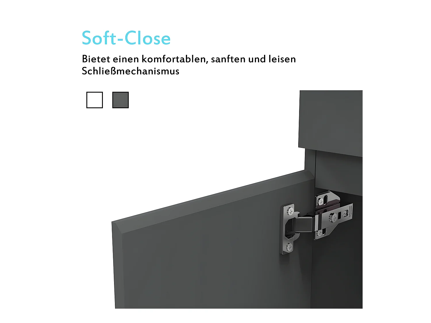 AICA Badezimmermöbel 60 cm Mineralguss waschbecken mit unterschrank -Dunkelgrau Matt Standschrank - KANY