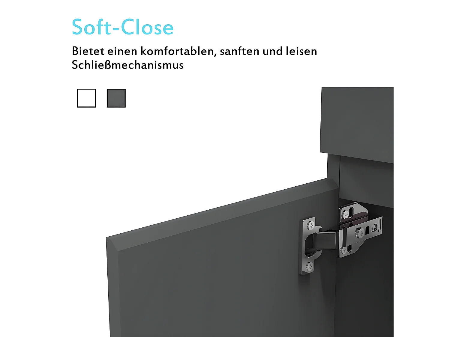 AICA Badezimmermöbel 60 cm Mineralguss waschbecken mit unterschrank -Dunkelgrau Matt Standschrank - KANY