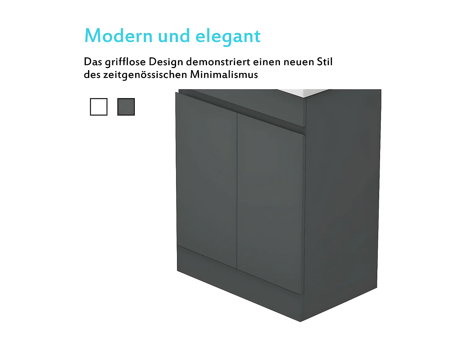 AICA Badezimmermöbel 50 cm Keramik waschbecken mit unterschrank -Dunkelgrau Matt Standschrank - KANY