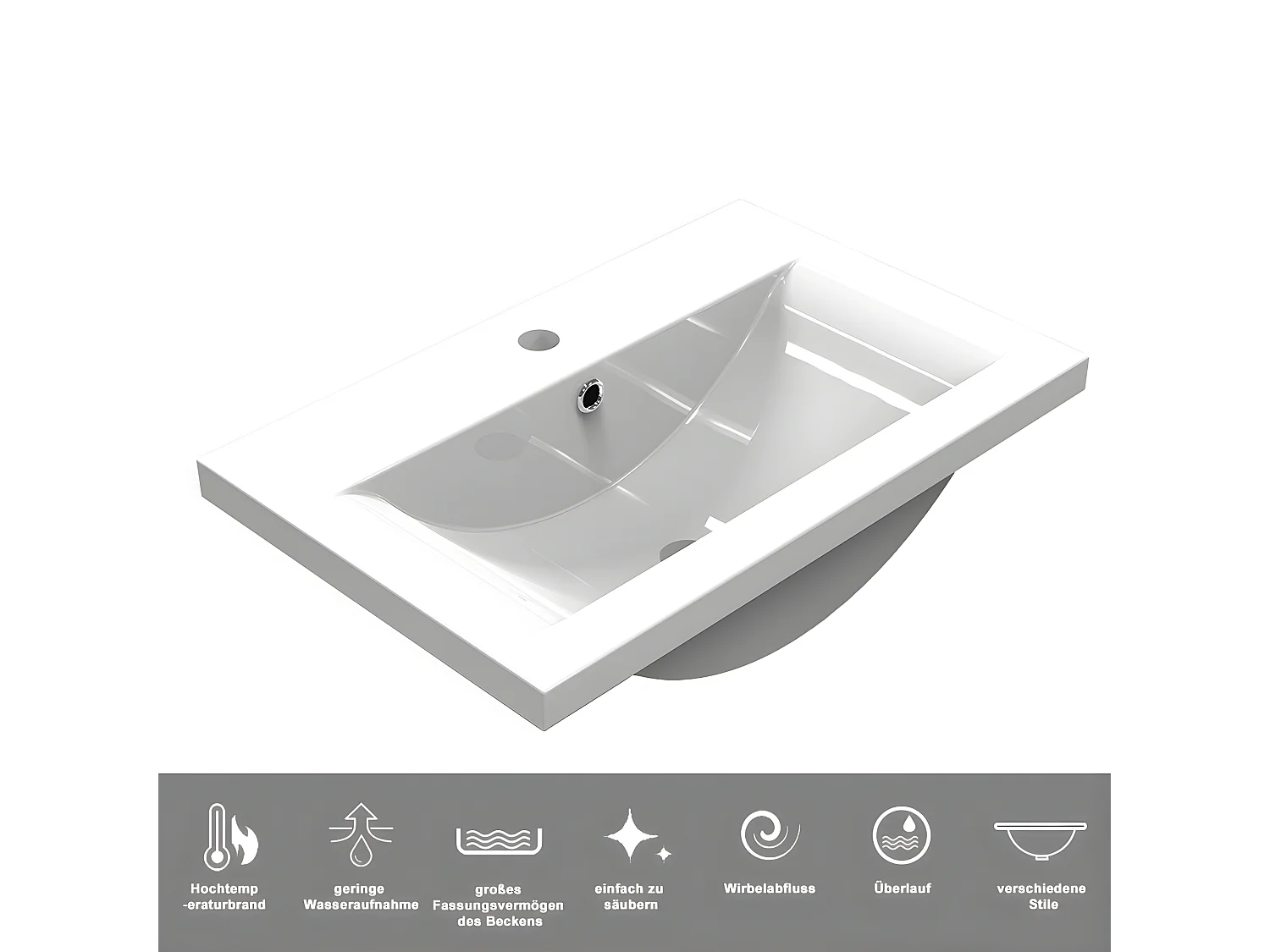 AICA Badezimmerschränke 60cm Dickes Keramik Waschtisch mit Unterschrank - Dunkelgrau Matt Hängeschrank - MARO